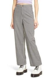 BP Straight Leg High Waisted Trouser Pants In Black + White Gingham Size Medium