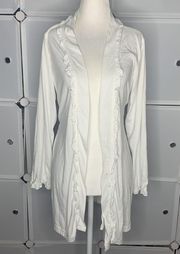 Rampage Bridal White Ruffled Belted Bride Robe Size Small