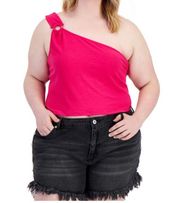 LOVE, FIRE Trendy Plus Size One-shoulder Ring Tank In Hot Pink NWT