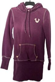 True Religion Women's Sweatshirt Dress SZ Medium Purple Fading Y2K Thick Stitch