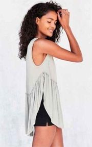 Kimchi Blue Tank Top Ruffle Slit Sleeveless Soft Scoop Neck Blouse Small Summer‎