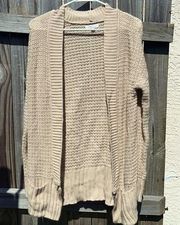 Flawed open front crochet neutral cardigan  size small faux zipper