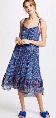 ULLA JOHNSON Cerulean Talin Silk Pleated Strappy Voile Dress Sz 2