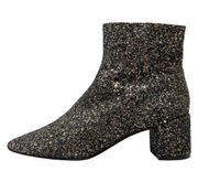 Saint Laurent Loulou 50 Metallic Glitter Low Heel Almond Toe Ankle Boots