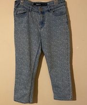 Women’s  Capris jeans skinny cropped mandala size 12 print pattern EUC