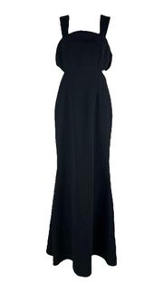 Jill Stuart Square Neck Cutout Evening Gown Maxi Dress Black Size 4