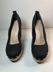 Women’s  Canvas Studded Espadrille Wedges Sz 37