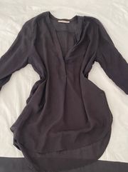 Lush loose Black 3/4 sleeve womens blouse