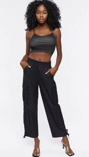 Forever 21 NWT  Twill Cargo Joggers Black Size Small