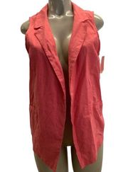 BCX Coral Linen Open Front Vest New With Tags