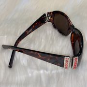 Chico’s Animal Print Sunglasses With Pink Rhinestones