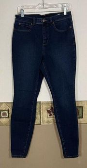 Duluth Trading Co Jeans Womens 8 Dark Wash Tapered Fit Stretch Blue Denim 28x27