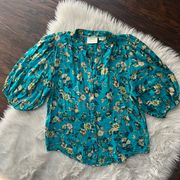 Maeve Kalapana Floral Puff-Sleeve Top