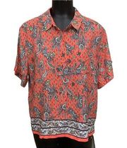 NEW Counterparts Women’s Tops Vivid Coral Button Front Floral Print