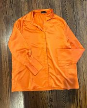 Orange Satin Button Up