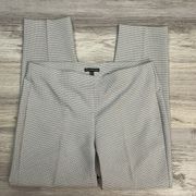 Gray & White Print Elastic Waist Pull On Straight Leg Pants 12