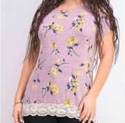 NWT Womens Mason & Belle Floral Lace Hemline Boho Top - Sz S