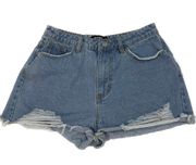 Missguided DISTRESSED DENIM CUTOFF HIGH WAIST SHORTS