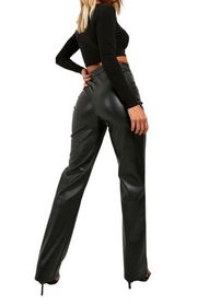 Vintage 90's Y2K  Black Leather High Rise Straight Leg Pants