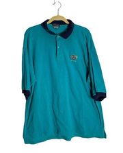 Vintage Hard Rock Cafe St.Thomas Blue Short Sleeve Polo Shirt 100% Cotton XL