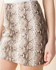 Wild Honey | Tan Snake Print Back Zip Mini Skirt Size Medium