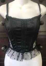 NWT Vintage Victoria’s Secret Sexy Black Sheer Polka Dot Bustier Corset Medium M