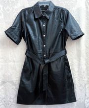 Women’s NWT Suspicious Mind Mini Shirt Dress Size S Faux Leather New