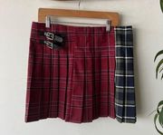 No Boundaries Juniors Academia Colorblock Plaid Pleated Mini Skirt