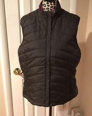 Lands End Vest Women's Size Large 14-16 Puffer Brown Coat Jacket Full Zipper G5