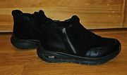 Black leather sketchers booties