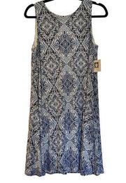 Anne Klein blue mosaic swing tank dress size medium