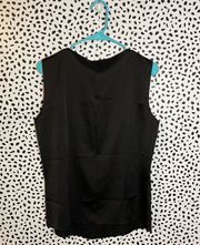 NWOT Tahari black satiny sleeveless blouse -L 