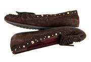 L.E.I. Fallon Leather Moccasin Slippers Shoes Fringe Studded Boho Bohemian