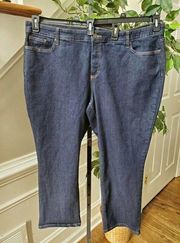 ST. Johns Bay Women Blue Denim Cotton Mid Rise Straight Leg Jeans Pant Size 24WS