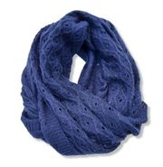 Infinite Wide Scarf Blue & Metallic Soft Cable Open Knit