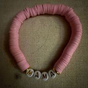 Pink round stretch puca shell friendship bracelet with white MAMA beads.  NWOT