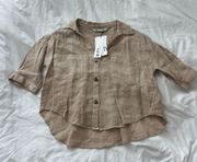 button down linen blouse  Size XS Condition: NWT Color: beige  Details : - 100% linen  - Perfect for spring and summer coming up