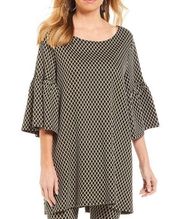 Bryn Walker Diego Diamond Jacquard Bell Sleeve Black Ivory Print Tunic Small‎