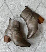 Isabel Marant Etoile Gold/Bronze Shimmery Leather Booties Sz 38