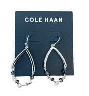 Dangle Beaded Earrings Silver Tone Hoop Gray Women's Jewelry