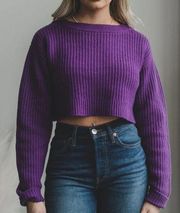 NWT Re/Done Boatneck Pullover Sweater Size SMALL Purple REDONE 100% Wool