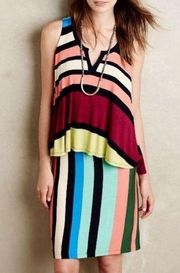 Maeve Anthropologie NWT Davina colorful striped  layered look dress