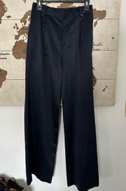 Alice + Olivia Eric Satin Trousers Wide Leg Pants blue