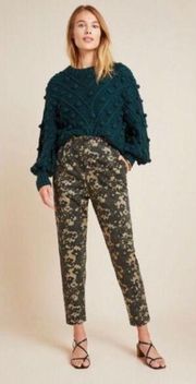 Anthropologie Green Amadi Floral Camo High Rise Pants Sz. XS