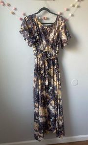 Abel the Label Gandhi Floral Maxi Boho Dress Flutter Sleeve