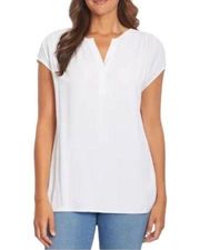 Nine West Women’s Short Sleeve Contemporary White V-Neck Top Size XL NWT