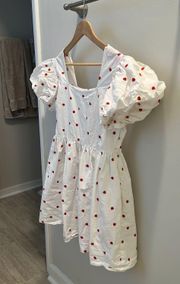 Strawberry Embroidered Poplin Smock Dress