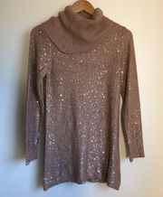 Soft Surroundings Shiloh Sequin Turtle Neck Sweater Womens Size S Long Sleeve