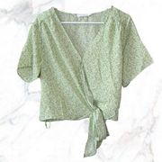 Lush NWOT Stitch Fix Womens Size XL Ranya Faux Wrap Blouse in Sage Floral