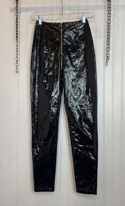 Meshki Patent Leather Pants Womens Size XS Black High Waisted Skinny